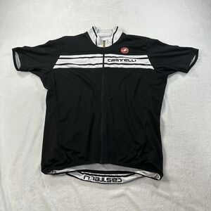 Castelli Cycling Jersey Men’s‎ XL Black White Full Zip Short Sleeve Bike Shirt